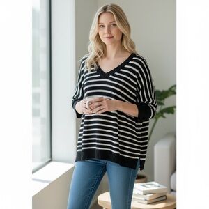 Express Striped Knit Batwing Sweater